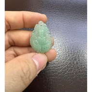 9-tailed fox pendant - natural green quartz fox - free strap