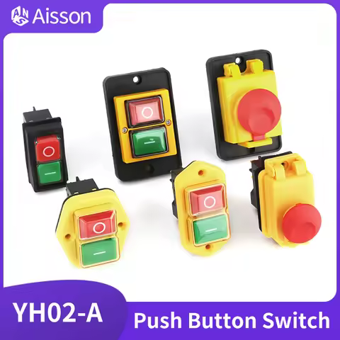 YH02-A 110V 8A / 220V 15A 4PIN 5PIN Electromagnetic Switch Starter Push Button Large Panel for Machi