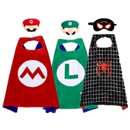 Spiderman Grid Cloak Anime Mario Brothers Cloak Costume Children Halloween Cosplay Costume 9.15