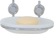 MSV Soap Dish with Bowl Made of ABC/ABS/Chrome in Transparent/Silver, 13 x 9.5 x 5 cm