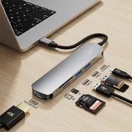 6 合 1 端口鋁合金 USB C 3.0 集線器底座適配器高速 HDTV PD USB 3.0 TF SD 讀卡器集線器 ofyckp 6 in 1 Ports Aluminum Alloy USB