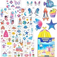 Children's Glitter Tattoo Set - 10 Sheets Princess, Ocean & Space | CE/EN71 Certified | Waterproof T
