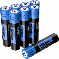 Hixon 1.5V Rechargeable Lithium AAA Batteries, 8x1100mWh High-Capacity Long-Lasting Triple AAA Li-io