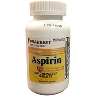 Aspirin 81mg Chewable Orange Tablets 1000 Count Per Bottle