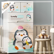 Little Carpenterr 5 Tier Penguin Design Wardrobe Drawer Children Clothes Chest Clothes Organizer With Wheel