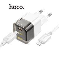 Bộ sạc nhanh PD20W Type-C dùng cho Ip Hoco C125A 1 cổng Type-C ABS chống cháy dài 1m chân tròn