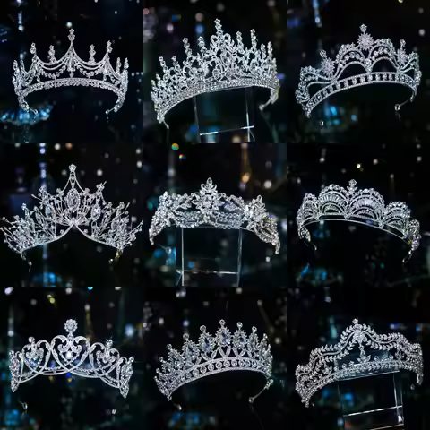 Luxury Diverse Silver Color Crystal Bridal Tiaras Crown Rhinestone Pageant Diadema Collares Headpiec