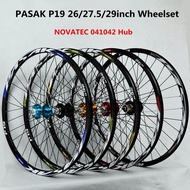 PASAK MTB Mountain Wheelset NOVATEC Hub  26/27.5/29 inch 4 Bearings 32 Holes Disc Brake Double Layer