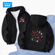 Boys Space Rocket Print Cotton Zip Up Hoodie Kids Astronaut Galaxy Casual Zip Up Hooded Jacket YHY6