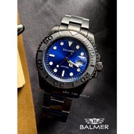BALMER | 7918G BK-45 Classic Sapphire Men's Watch with Blue Dial Black Stainless Steel [free black silicon strap]