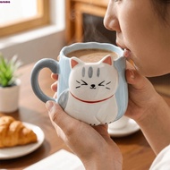AROMA Ceramic Mug, 3D Embossed Hand Painted Coffee Cup, Novelty Cartoon Cat Pattern 500ml Milk Mug A