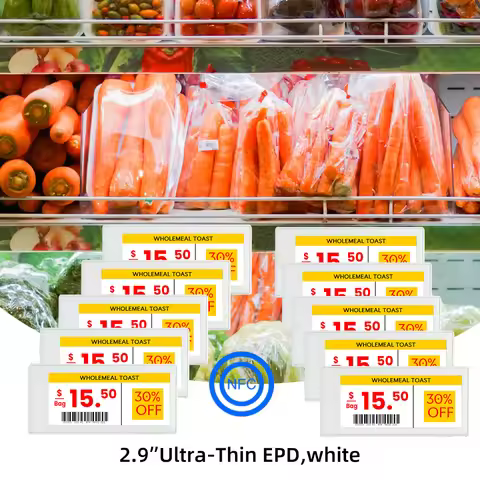 10pcs White 2.9" Ultra Thin 3.4mm NFC Label with 4-Color Display B/W/R/Y No Battery App Operated