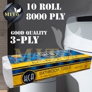 KCA 3ply Bathroom Tissue 1 Bundles X 10 Rolls x 8000 sheets Toilet Paper