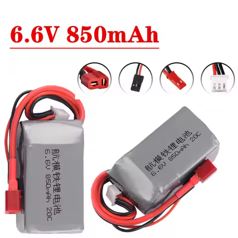2S1P 6.6V 850mAh 20C~40C LiFePO4 Receiver Pack RX Battery With JST Connector and FUTABA Plug VS Turn