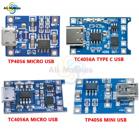 Type-c/Micro/Mini USB 18650 TP4056 TC4056A Lithium Battery Charger Module Charging Board With Protec