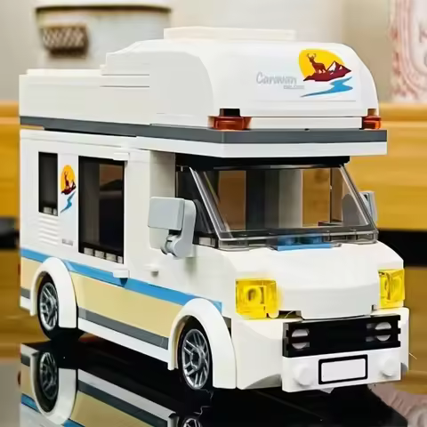 Compatible Sets City Series Building Blocks Holiday Camper Van Travel Car Model Children's Holiday G