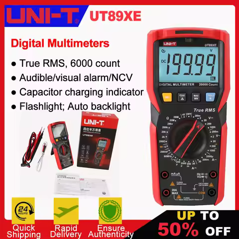 UNI-T UT89XE Digital Multimeter Professional Tester True RMS Manual Range DC AC Voltmeter Ammeter Ca