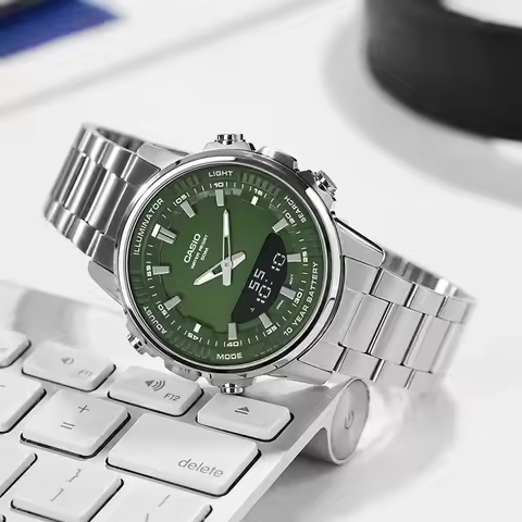 Casio AMW-880D series light luxury dual display pointer men's watch business leisure multifunctional