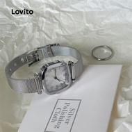 Lovito Elegant Quartz Watch Metal French Lazy Style Minimalist Quartz Watch for Women LFA86236 Lovit