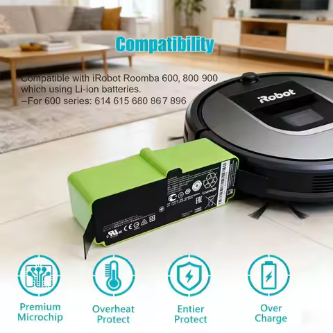 12800mAh Lithium Ion Battery For iRobot Roomba Cleaner 900 800 700 600 Series 960 980 981 966 895 69
