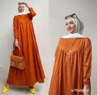 COD - MIDI PANJANG WANITA JUMBOO / DRESS WANITA POLOS RAYON TWIL