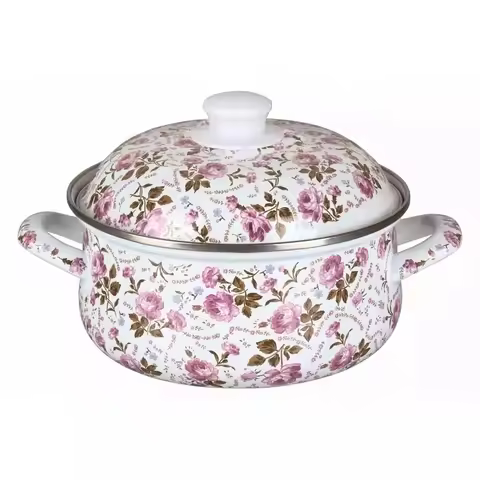 Enamel Pot Type Short Small Soup Pot Enamel Saucepan Soup Pot Baby Food Supplement Cooking Pot Kitch