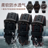 2024 High quality❉ 蔡-电子1 Soft silicone watch strap rubber suitable for Seiko Mido Helmsman Omega Citizen 20 22mm men's breathable