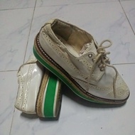 Prada Brogue Oxford Design White Leather Platform Shoes