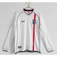 02ENGLAND Home Long Sleeve Retro Soccer Jersey English Vintage Jersey S-XXL 2002 British Men's Socce