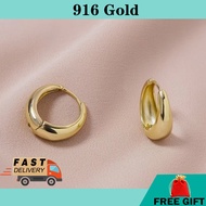Subang Emas 916 gold earring hoop earrings Emas 916 anting 916 Earring 耳環 earrings for women barang kemas 916 earrings