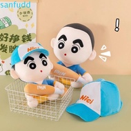 SANFUDD Crayon Shin-chan Plush Toy, Soft Baseball Cap Crayon Shin-chan Plush Pillow, Fluffy Collecti