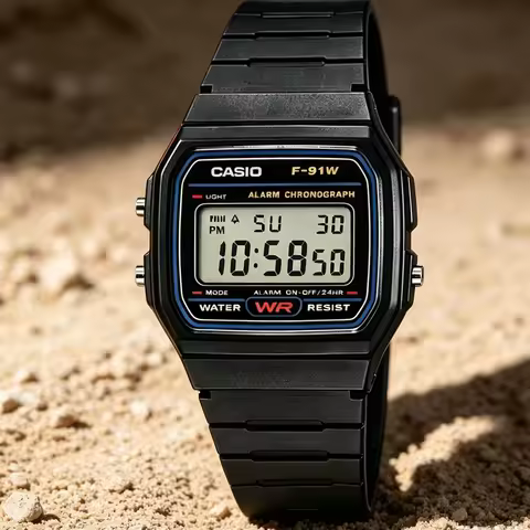 Casio F‑91W‑1HDG | Digital Men Watch | Resin Band | LED Light | Stopwatch | Daily Alarm | Auto‑calen