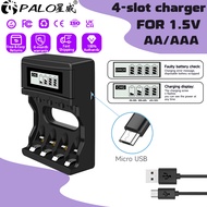 PALO USB 1.5V 3A/2A Lithium Battery Charger LCD Display AA/AAA
