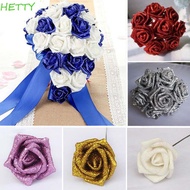 HETTY Foam Roses 6cm Blue Roses with Glitter Powder Wedding Party Decor Decoration