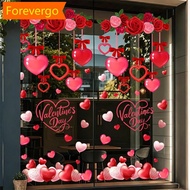 【Forever】 3D Heart Shaped Wall Stickers Home Shop Restaurant Window Stickers Valentine's Day Decorat