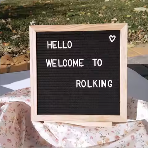 Durable Wooden Letter Message Board Changeable Symbols Home Decorations Felt Letter Board 10x10 Inch