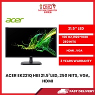ACER EK221Q HBI 21.5" LED, 250 NITS, VGA, HDMI