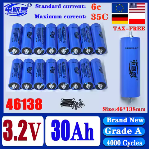 1-32pcs A-grade 3.2V 30Ah 4000 cycle LiFePO4 high rate rechargeable battery, standard 6C discharge, 