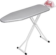 ALIMORDEN Space Saver Ironing Board 43" X 13" with Smart Hanger Adjustable Height 70"-88" Easy Storage, Heat Resistant Silicone Tray, Padded Top Grey