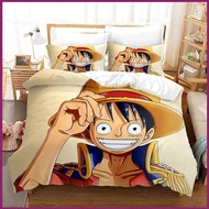 Anime ONE PIECE 3IN1 Bedsheet Set Single Double Size Bed Sheets Bedroom Washable Pillowcase Set