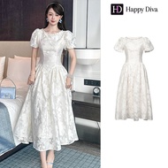 Happy Diva 2025 ชุดฤดูร้อนของผู้หญิงชุดแอปริคอทแขนพัฟพิมพ์ชุดลําลองงานแต่งงานชุดปาร์ตี้อย่างเป็นทางก