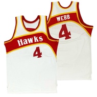 IMPORTED EMBROIDERED ATLANTA HAWKS 4 SPUD WEBB BASKETBALL JERSEY WHITE
