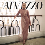 ATVEZZO Ara Lace Batwing Mauve Scuba Round Collar Party Dress Modern Women's Wedding Dress Elegant W