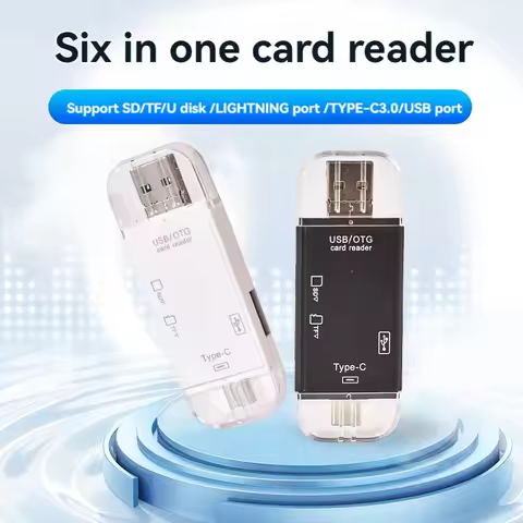 6-in-1 card reader OTG Lightning SD card reader Flash drive Smart storage card reader Type-C USB 2.0