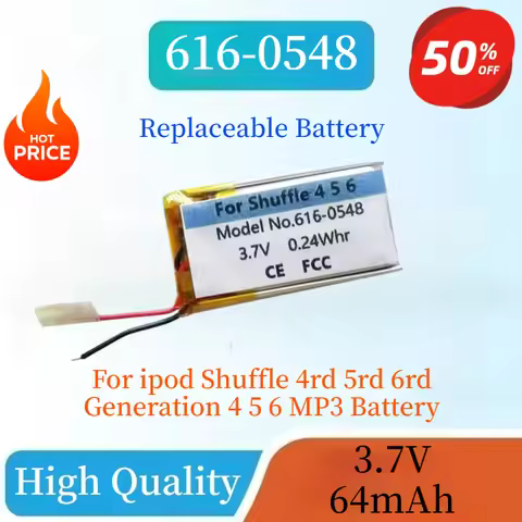 High Quality 616-0548 616-0150 3.7V 64mAh Replacement Battery For ipod Shuffle 4rd 5rd 6rd Generatio