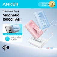 Anker by Zolo Power Bank 30W Wireless  Magnetic 10,000mAh Portable Power with Build in Cable-A1685