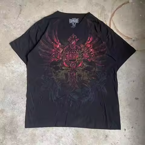 Gothic MMA Elite Neon Wing Logo T Shirt Summer Fashion Street Mens Clothing Short Sleeves Cotton Cou