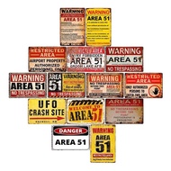 Warning Area 51 Metal Tin Sign UFO Vintage Wall Plaques Art Poster Decoration Painting Home Decor 20