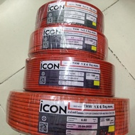 ICON สายไฟ THW มอก.ใหม่ ทองแดงแท้ 1x1.5/2.5/4/6 sq.mm. ตัดเมตร 10/20/30/40/50/60/100M สีดำ/น้ำตาล/เข