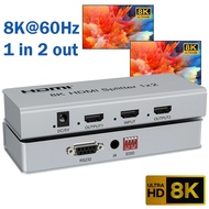 8K 60Hz HDMI Splitter 1 in 2 out HDMI2.1 Video Splitter 1x2 1x4 Duplicate Screen 4K 120Hz Video Dist
